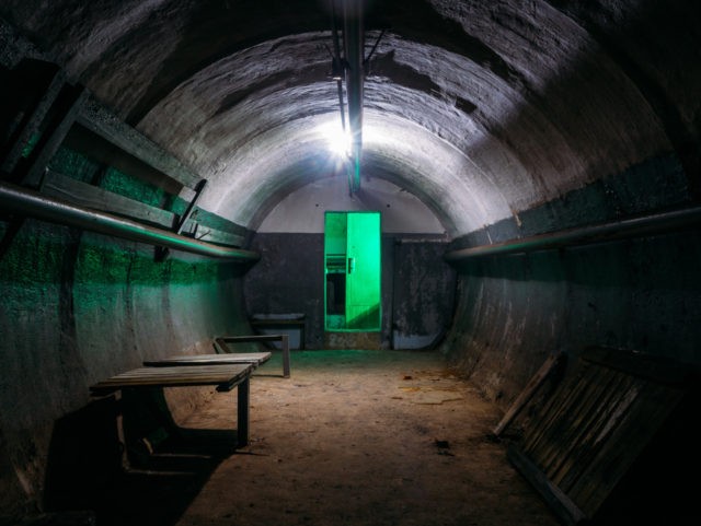 Dark abandoned Soviet bunker, echo of Cold War.