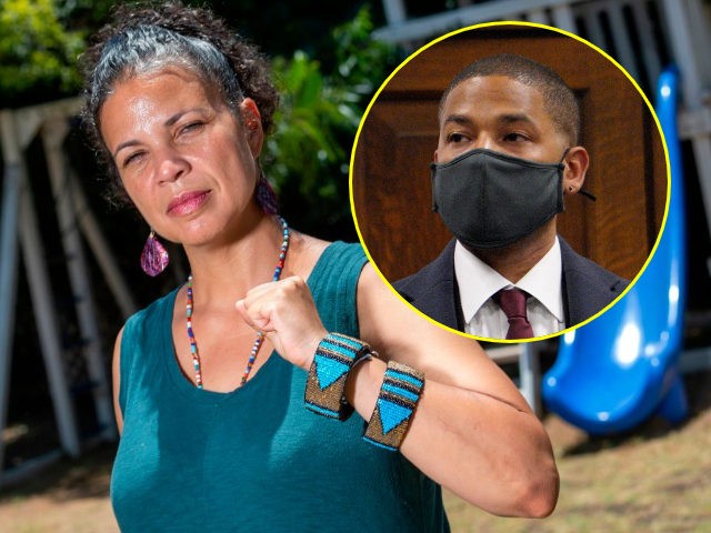 (INSET: Jussie Smollett) Melina Abdullah, civic leader and co-founder of the Black Lives M