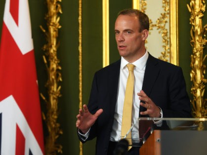 LONDON, ENGLAND - JULY 21: Britain's Foreign Secretary Dominic Raab speaks during a j