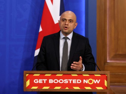 LONDON, ENGLAND - JANUARY 19: Sajid Javid, Secretary of State for Health and Social Care, addresses the nation with plans for ending Plan B Covid Measures at Downing Street on January 19, 2022 in London, England. Earlier today the Prime Minister announced England's Covid Plan B restrictions including work-from-home and …