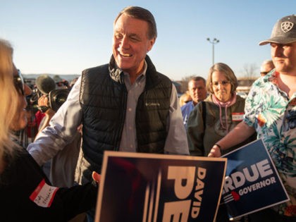 DALTON, GA - FEBRUARY 01: Former U.S. senator and Republican gubernatorial candidate David Perdue greets supporters at a campaign event on February 1, 2022 in Dalton, Georgia. Purdue kicked off his campaign, in which he will first face incumbent Republican Gov. Brian Kemp in the May primary, the winner of …