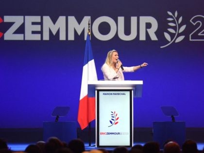French far-right politician Marion Marechal delivers a speech at the opening of France's far-right party Reconquete! leader and candidate for the 2022 presidential election Eric Zemmour's campaign meeting in Toulon, southern France on March 6, 2022. - The niece of Marine Le Pen, Marion Maréchal, has officially joined Reconquete! leader …
