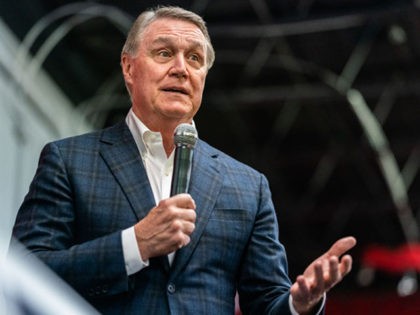 DULUTH, GA - MARCH 29: Republican Gubernatorial candidate David Perdue speaks at a campaign event on March 29, 2022 in Marietta, Georgia. (Photo by Elijah Nouvelage/Getty Images)