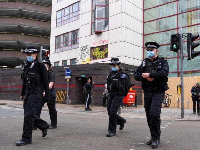 BRISTOL, ENGLAND - MARCH 22: Police outside Bridewell Police station the morning after the