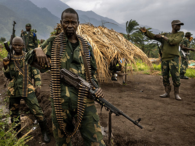 Soldiers from the Congolese Army Forces are seen in their forward operating bases around Mwenda, a small town that sits at the foot of the Rwenzori mountains, on April 7, 2021 in North Kivu, Democratic Republic of the Congo. It is close to Virunga National Park where a camp of ADF members live and hide. This town has been attacked multiple times by the ADF, with many civilians killed and some beheaded. A number of people including children have been abducted. As a result the Congolese army has a number of forward operating bases dotted around the area. The ADF is an Islamic terror group based out of Eastern DR Congo that, in recent years, has developed a relationship with the Islamic State after pledging allegiance to ISIS leadership. They are known locally as ISIS in Congo. ADF have killed over 5000 Congolese civilians in recent years, abducted and displaced thousands and killed over 2500 Congolese Army Soldiers. (Photo by Brent Stirton/Getty Images)