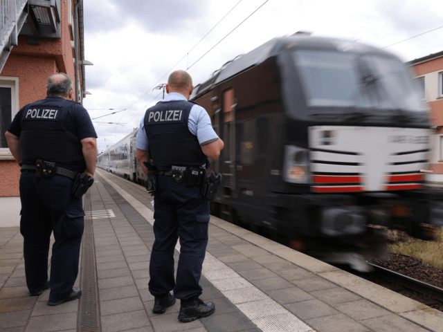 FRANKFURT (ODER), GERMANY - AUGUST 01: Members of Germany's federal police (Bundespolizei)