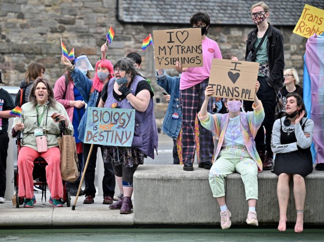 Protest Outside Scottish Parliament Against Self-Identification Of Sex
