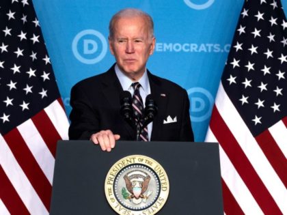 WASHINGTON, DC - MARCH 10: U.S. President Joe Biden gives remarks a the DNC Winter Meeting at the Washington Hilton Hotel on March 10, 2022 in Washington, DC. During the speech, Biden spoke on the actions his administration has taken in his first year of office and the ways the …