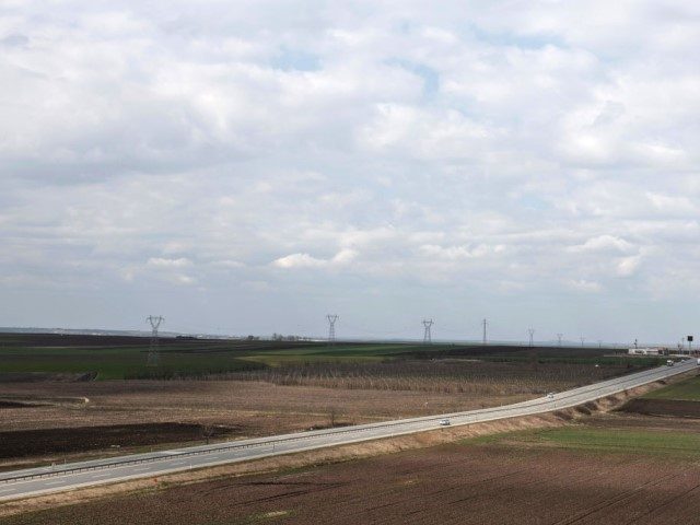 LULEBURGAZ, TURKEY - MARCH 22: A road divides the wheat fields on March 22, 2022 in Lulebu