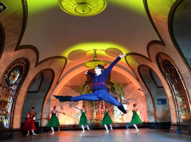 Russian ballet dancers from "The Kremlin ballet" troupe perform during a special
