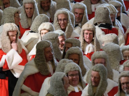 LONDON, ENGLAND - OCTOBER 02: High Court Judges wait in Westminster Abbey, ahead of the annual service to mark the start of the legal year, on October 2, 2017 in London, England. The service, conducted by the Dean of Westminster, dates back to the Middle Ages and is attended by …