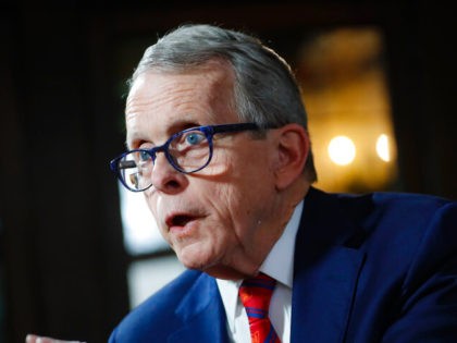 This Dec. 13, 2019, file photo shows Ohio Gov. Mike DeWine speaking about his plans for the coming year during an interview at the Governor's Residence in Columbus, Ohio. (AP Photo/John Minchillo, File)