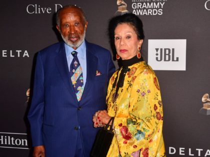 US music executive and honoree of the night Clarence Avant and wife Jacqueline Avant arrive for the traditional Clive Davis party on the eve of the 61th Annual Grammy Awards at the Beverly Hilton hotel in Beverly Hills, California on February 9, 2019. (Photo by Frederic J. BROWN / AFP) …
