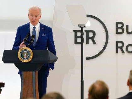 President Joe Biden speaks at Business Roundtable's CEO Quarterly Meeting, Monday, March 21, 2022, in Washington. (AP Photo/Patrick Semansky)
