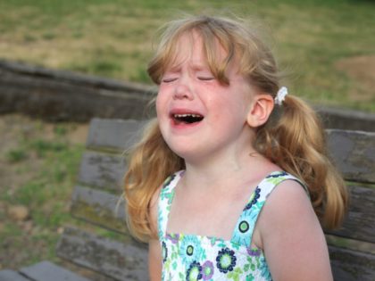 Little girl crying in the park