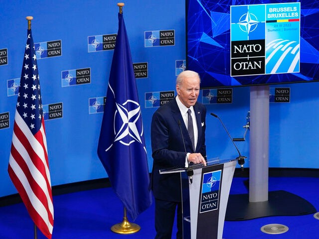 Ukraine - President Joe Biden speaks during a news conference after a NATO summit and Grou