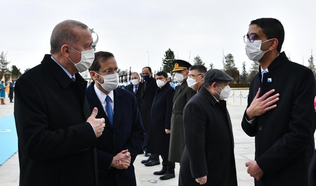Erdogan and Herzog meet diplomatic representatives (Israel GPO)