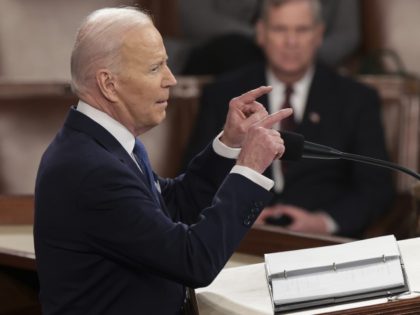 WASHINGTON, DC - MARCH 1: U.S. President Joe Biden delivers the State of the Union address during a joint session of Congress in the U.S. Capitol's House Chamber March 01, 2022, in Washington, DC. During his first State of the Union address Biden spoke on his administration's efforts to lead …