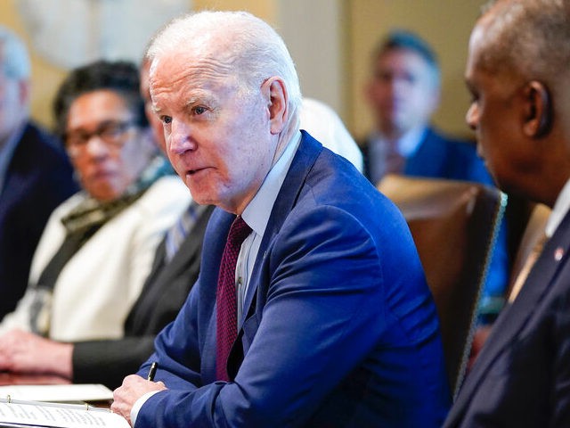 President Joe Biden speaks during a cabinet meeting in the Cabinet Room of the White House, Thursday, March 3, 2022, in Washington. (AP Photo/Patrick Semansky)