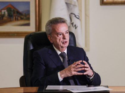 Lebanon's Central Bank Governor Riad Salameh gives an interview with AFP at his office in the capital Beirut on December 20, 2021. (Photo by JOSEPH EID / AFP) (Photo by JOSEPH EID/AFP via Getty Images)