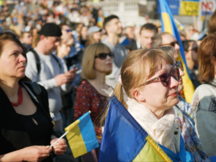 Protesters gather in London to support Ukraine in the war against Russia. March 26th, 2022. Kurt Zindulka, Breitbart News