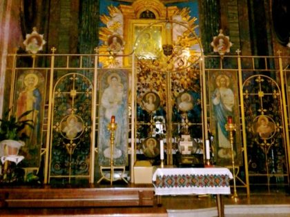 Interior of the Cathedral of Saints Sergio and Bacchus of the Ukrainians in Rome