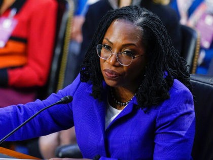 Supreme Court nominee Judge Ketanji Brown Jackson listens during her confirmation hearing before the Senate Judiciary Committee Monday, March 21, 2022, on Capitol Hill in Washington. (AP Photo/Carolyn Kaster)