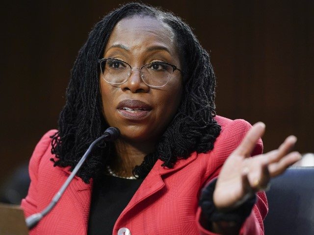 Supreme Court nominee Ketanji Brown Jackson testifies during her Senate Judiciary Committee confirmation hearing on Capitol Hill in Washington, Tuesday, March 22, 2022.