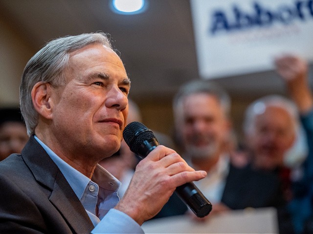 HOUSTON, TEXAS - FEBRUARY 23: Texas Gov. Greg Abbott speaks during the 'Get Out The Vote' campaign event on February 23, 2022 in Houston, Texas. Gov. Greg Abbott joined staff at Fratelli's Ristorante to campaign for reelection and encourage supporters ahead of this year's early voting. (Photo by Brandon Bell/Getty Images)