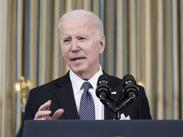 President Joe Biden speaks about his proposed budget for fiscal year 2023 in the State Din