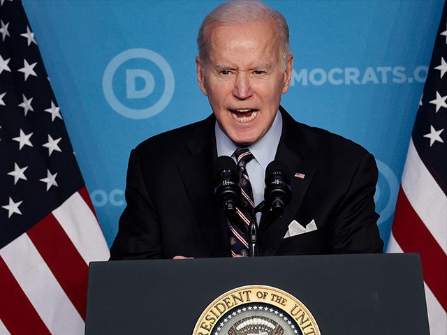 WASHINGTON, DC - MARCH 10: U.S. President Joe Biden gives remarks a the DNC Winter Meeting at the Washington Hilton Hotel on March 10, 2022 in Washington, DC. During the speech, Biden spoke on the actions his administration has taken in his first year of office and the ways the …