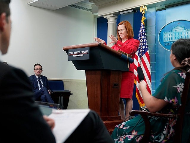 White House press secretary Jen Psaki speaks during a press briefing at the White House, M