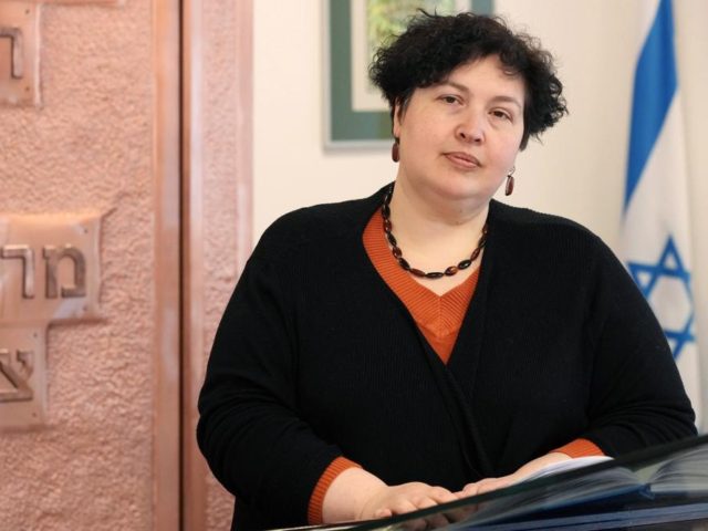 Rabbi Julia Gris, who led a Progressive Jewish congregation in Odessa, Ukraine, visits a s