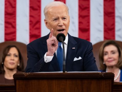 WASHINGTON, DC - MARCH 01: U.S. President Joe Biden delivers the State of the Union address to a joint session of Congress in the U.S. Capitol House Chamber on March 1, 2022 in Washington, DC. In his first State of the Union address, Biden spoke on his administration’s efforts to …