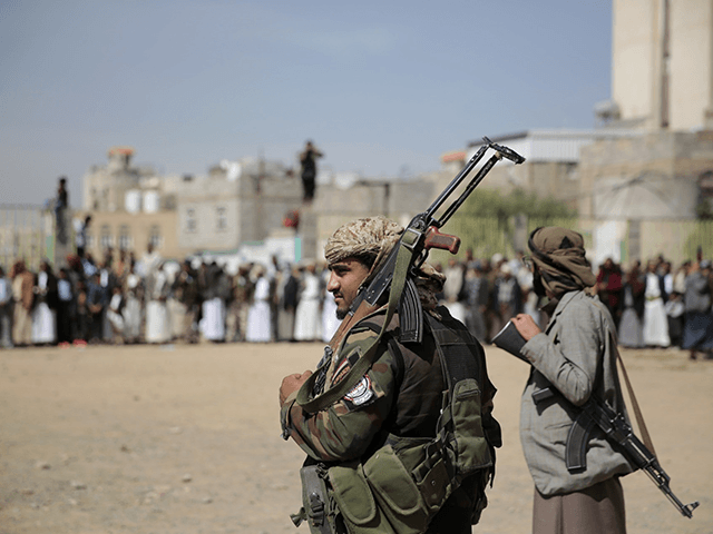 Armed Houthi fighters attend the funeral procession of Houthi rebel fighters who were killed in recent fighting with forces of Yemen's internationally recognized government, in Sanaa, Yemen, on Nov. 24, 2021. A clan-based militia government in the Arab world's poorest country is presenting the Biden administration with its latest foreign …