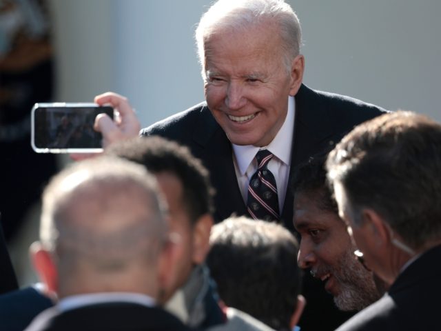 WASHINGTON, DC - MARCH 29: U.S. President Joe Biden speaks to guests after a bill signing