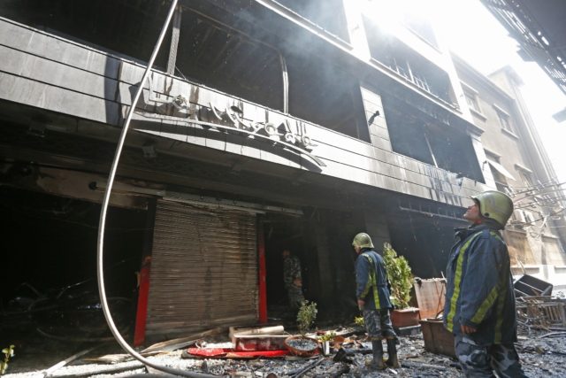 The fire at the mall in Damascus broke out in the early hours of Tuesday morning, and took