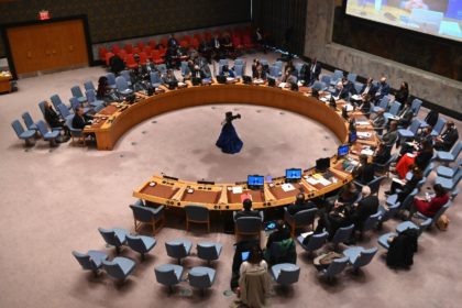 The United Nations Security Council meeting in New York City on February 28, 2022. It will