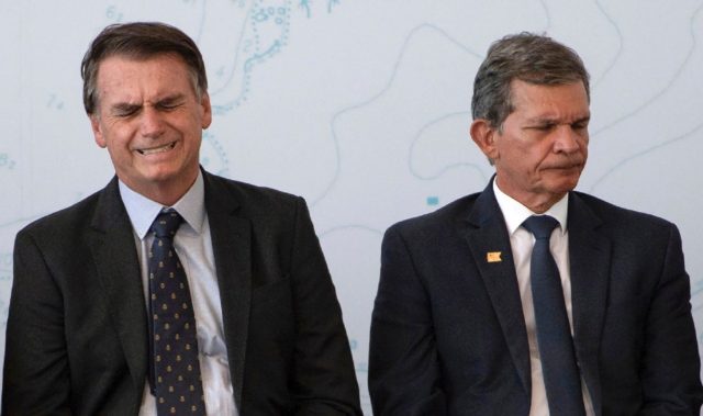 Jair Bolsonaro (L) and Joaquim Silva e Luna (R) are seen in December 2018
