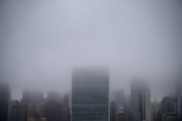 UN headquarters are seen in New York on March 24, 2022