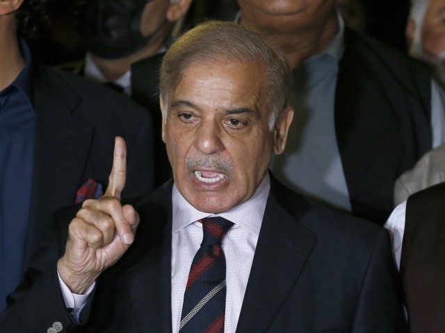FILE - Pakistan's opposition leader Shahbaz Sharif speaks during a press conference after