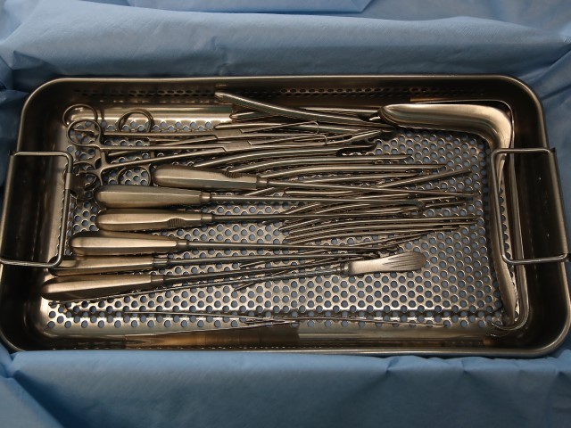 The surgical tools of doctor Janusz Rudzinski that he uses for performing abortions lie in a steel tray in a surgery room at the Krankenhaus Prenzlau hospital on April 3, 2018 in Prenzlau, Germany. Sean Gallup/Getty Images