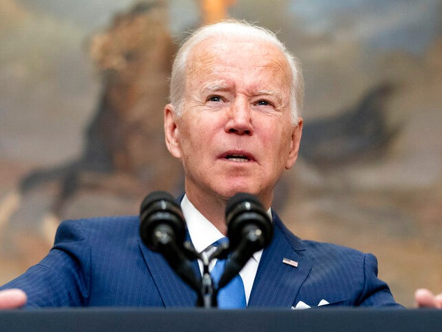 President Joe Biden speaks about the war in Ukraine in the Roosevelt Room at the White House, Thursday, April 28, 2022, in Washington. (AP Photo/Andrew Harnik)