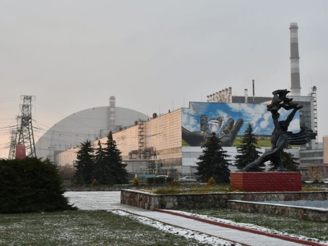 This photograph taken on December 8, 2020 shows a monument in front of the giant protectiv