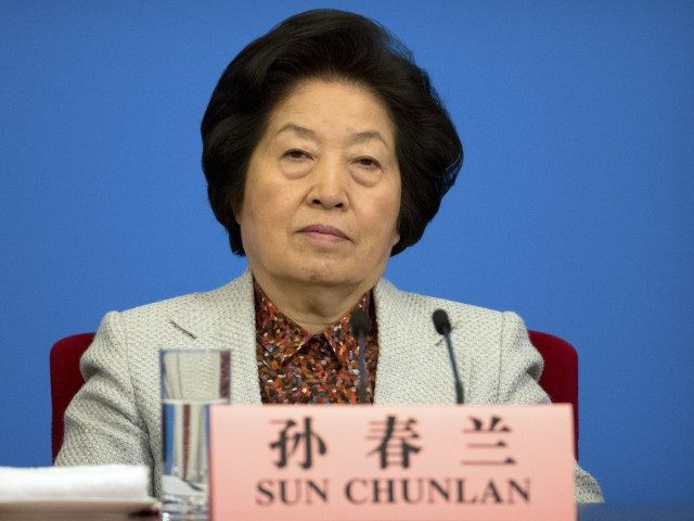 Vice Premier Sun Chunlan attends a press conference after the closing session of China's N