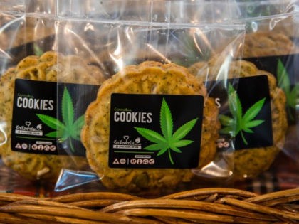 Cannabis cookies infused with hemp are sold at the Rak Jang farm on March 25, 2021 in Nakh