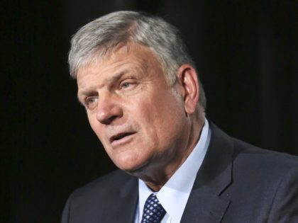 FILE - In this May 1, 2018, file photo, Rev. Franklin Graham speaks during an interview about his latest book in New York. Facebook has apologized for temporarily banning North Carolina evangelist Franklin Graham from its platform over a 2016 post about the state’s “bathroom bill.”