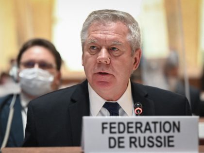 Russian ambassador, Permanent Representative of the Russian Federation to the United Nations Office, Gennady Gatilov speaks at the opening of a session of the UN Human Rights Council on February 28, 2022 in Geneva. - The raging Ukraine conflict is expected to dominate the UN Human Rights Council session with …