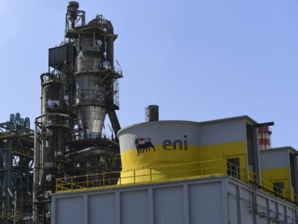 This picture taken on March 29, 2019 in Sannazzaro de Burgondi, south of Milan, shows the Sannazzaro refinery of Italian multinational oil and gas company ENI. (Photo by Miguel MEDINA / AFP) (Photo credit should read MIGUEL MEDINA/AFP via Getty Images)