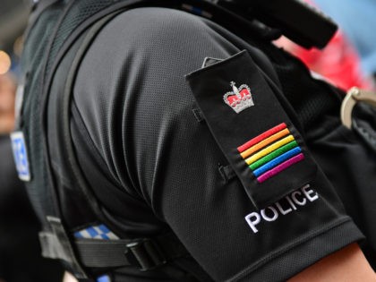 LONDON, ENGLAND - JULY 06: A general view of the rainbow flag on a police officer during Pride in London 2019 on July 06, 2019 in London, England. (Photo by Chris J Ratcliffe/Getty Images for Pride in London)